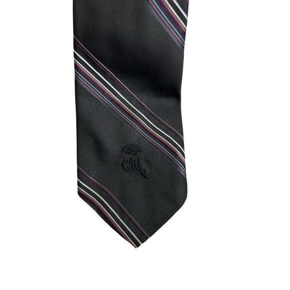Vintage Christian Dior Tie 90s Black Red Blue Diagonal striped preppy - Picture 3 of 5
